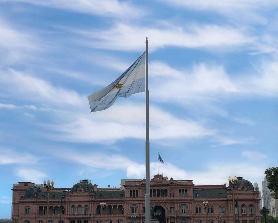 Bandeira da Argentina ao vento
